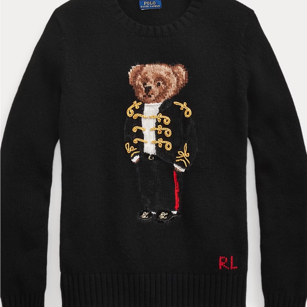 Polo Ralph Lauren Black Sweater with Bear Design